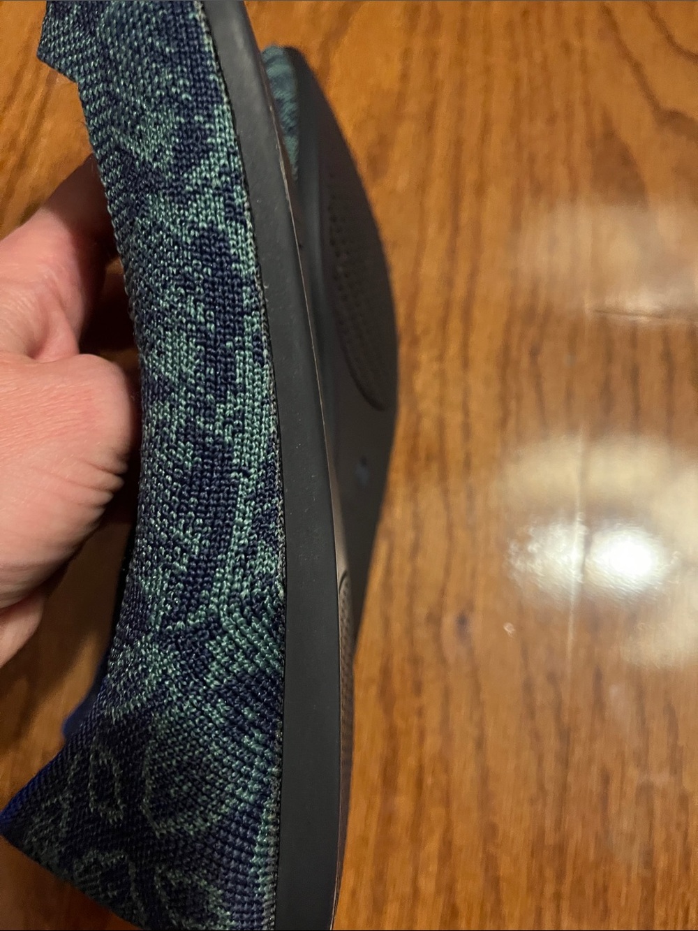 Rothy's Women's Pointed Flats in Navy with Green Floral Knit - Picture 4 of 4